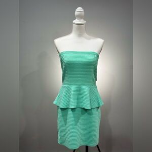 Mint Green Deb Y2K Strapless Peplum Dress Size L Juniors EUC